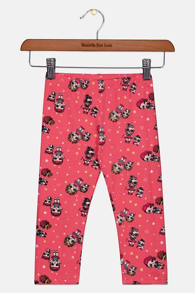 DeFacto Kids Girls Pull On Lol Surprise Print Leggings, Pink Combo