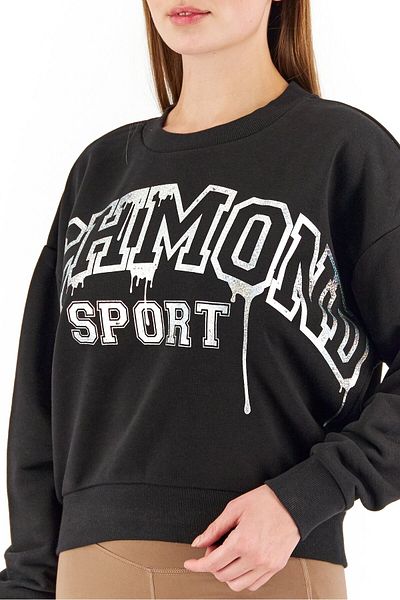 John Richmond Women Sportswear Fit Graphic Print Sweatshirt, Black