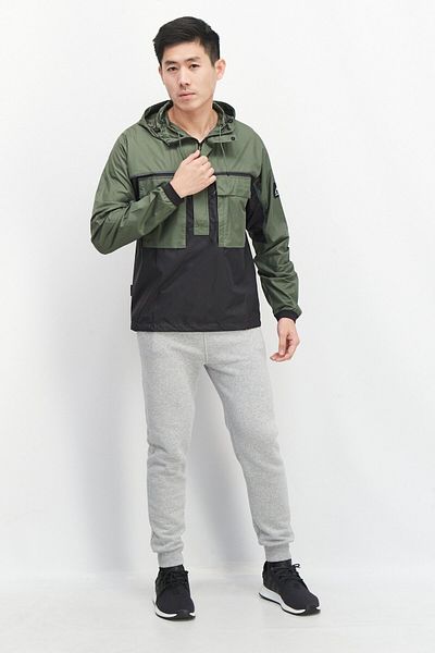 New Balance Men Sportswear Fit Long Sleeve Hooded Windbreaker Jacket, Olive