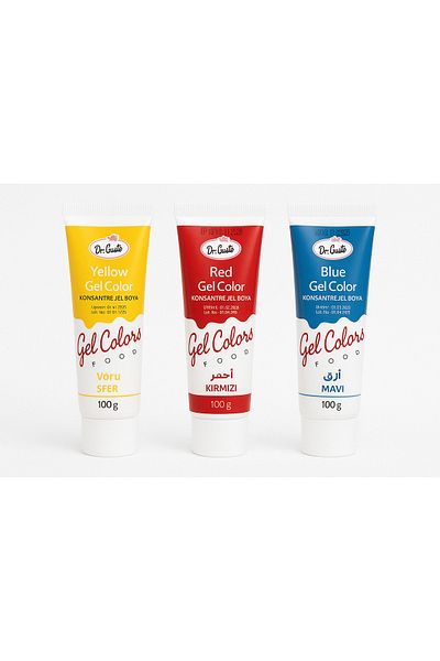 Dr. Gusto Gel Food Color 3 Pcs Yellow Red Blue 100 Gr Set