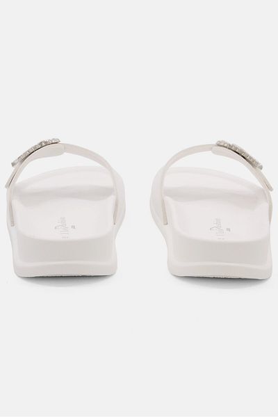 I Love Fashion Women Slip On Open Toe Sandals, White