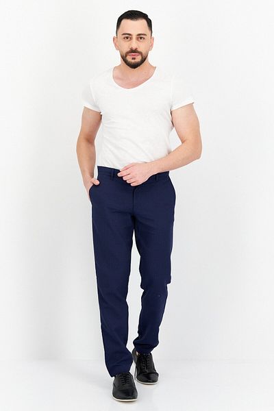 Trussardi Jeans Men Regular Fit Textured Chino Pants, Navy Combo