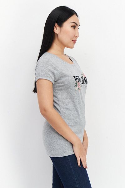 Pepe Jeans Women Crew Neck Short Sleeves Printed T-Shirt, Grey