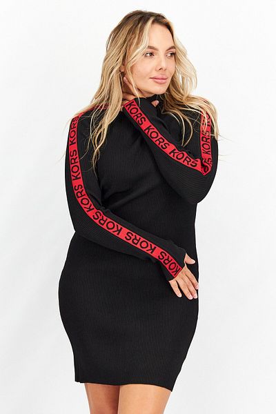 Michael Kors Women Brand Logo Mini Dress, Black Combo