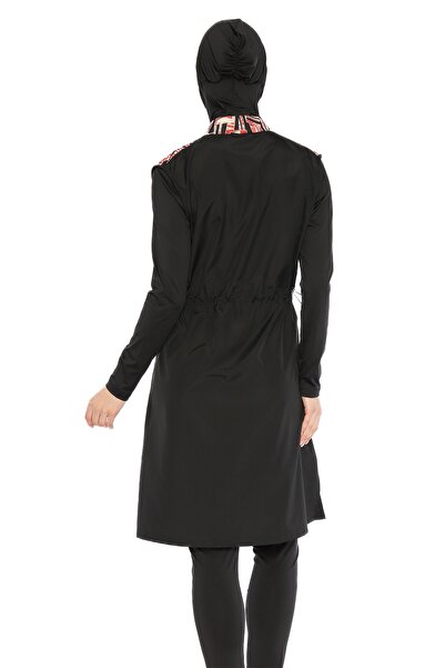 InStyle Zippered 4 Piece Black Hijab Swimsuit 6041A