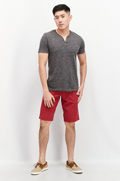 CELIO Men Solid Belt Loops Chino Shorts, Red
