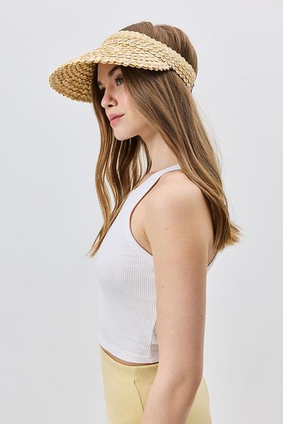 C&City Ergonomic Beige Straw Visor Hat Y8219