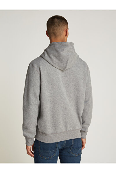 Tommy Hilfiger Men Medium Grey Heather Essential Fleece Drawstring Pullover Hoodie