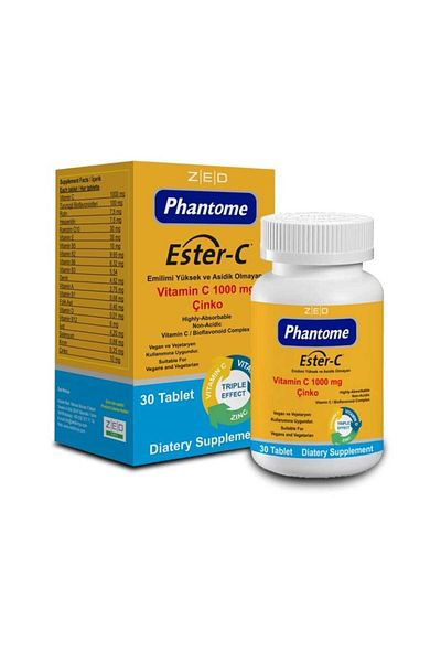 Phantome Ester-C 1000 Mg Vitamin C D Vit. Zinc Multivitamin 30 Tablets