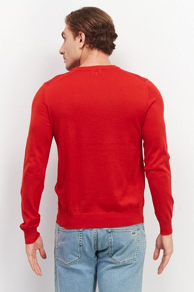 CELIO Men Crew Neck Plain Long Sleeves Sweaters, Red