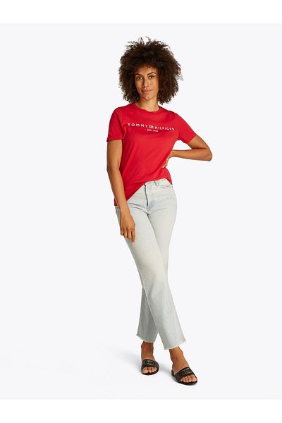 Tommy Hilfiger Tommy Hilfiger Women Primary Red Logo Crew Neck Regular T-Shirt
