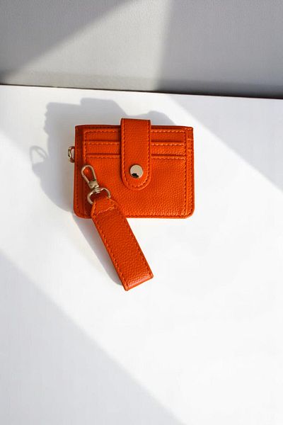 Classbag Women's Orange Mini Wallet with Keychain and Card Holder Detail