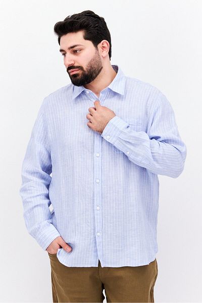Esprit Men Regular Fit Stripe Long Sleeves Casual Shirt, Blue