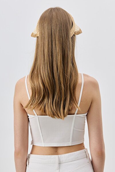 C&City Esnek Bantlı Hasır Vizör Şapka Y8219 Bej