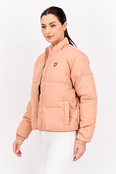 Lyle & Scott Women Brand Logo Puffer Jacket, Dark Peach