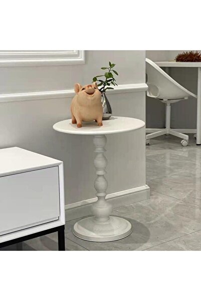 Old_Feller Vintage Roman Pillar Round Table Sofa Side End Coffee Table Living Room Home 40x40x52cm