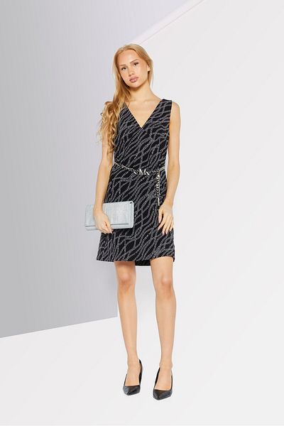 Michael Kors Women Allover Print Chain Mini Dress, Black