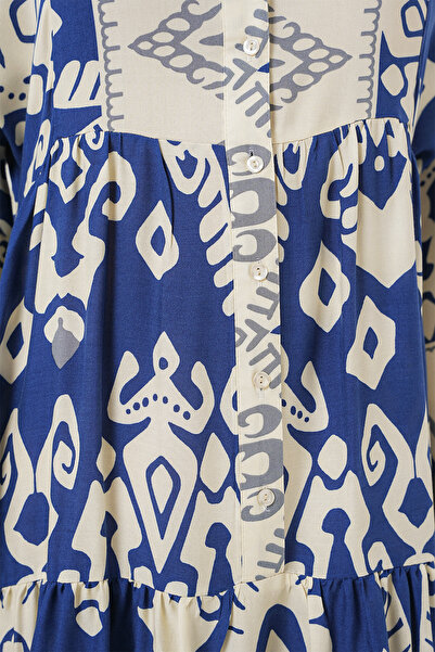 Bigdart 2423 Autentické vzorované hidžábové šaty - Indigo 1