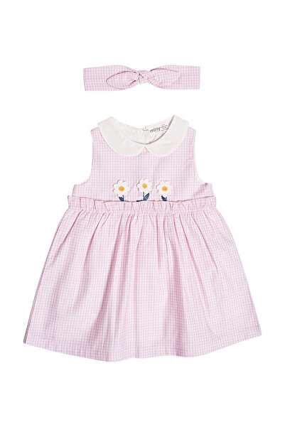 Miny Center Gingham Daisy Stripe Baby Girl Dress