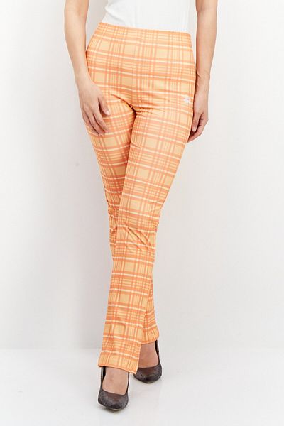 Stussy Women Wide Leg Plaid Pants, Orange