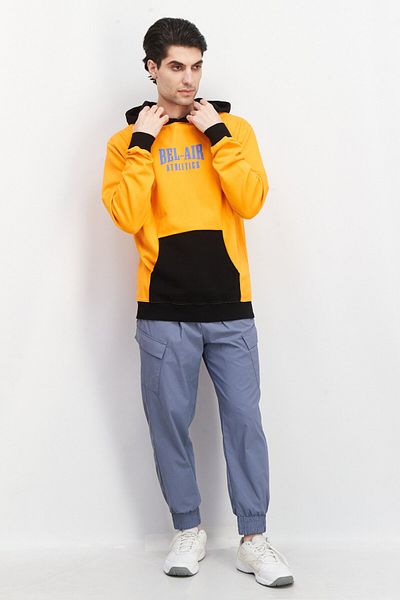 Bel-Air Athletics Men Sportwear Fit Long Sleeve Printed Hoodie, Black
