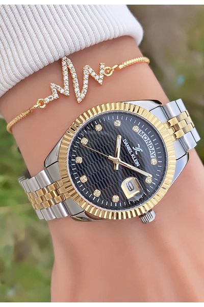 Daniel Klein Yellow Silver Color Women's Wristwatch - Bracelet
