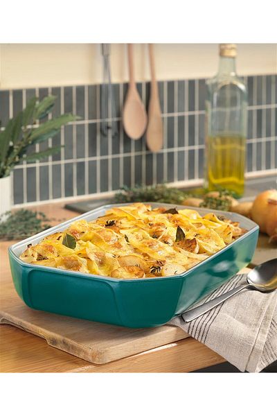 Pyrex طبق فرن مستطيل أخضر - 33x22x7 سم