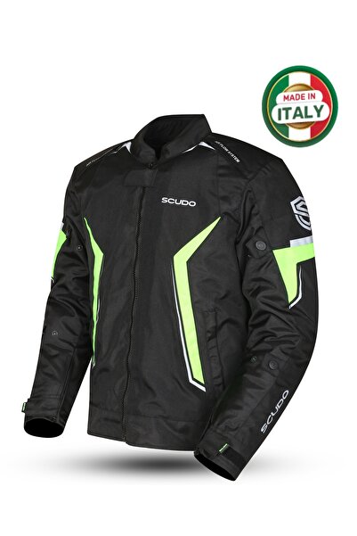Scudo Roma 4 Mevsim Erkek Motosiklet Ceketi Siyah/Sarı