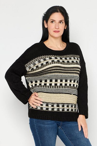 ONE STEP Women Long Sleeve Knitted Sweaters, Black