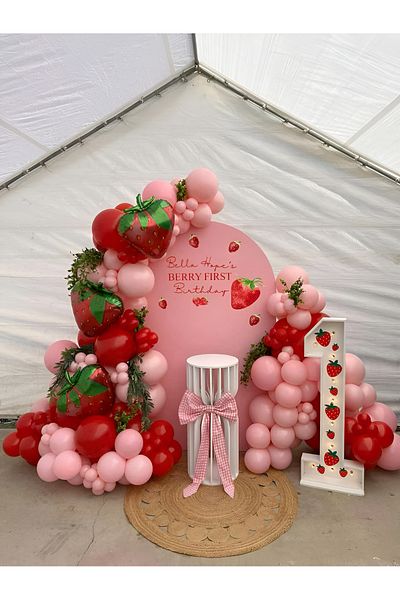 Parti Setim Macaron Pink/Red Balloon Chain Set of 60