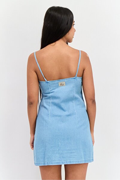 WRANGLER Women Washed Denim Mini Dress, Blue