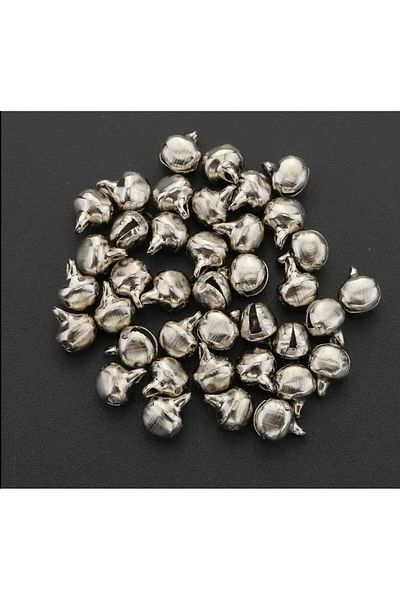 OZN AKSESUAR Silver Shiny Handle Bell Handbell Animal Leash Bell Amigurumi Handbell Henna Night Tambourine Making Bell 12mm 50Pcs