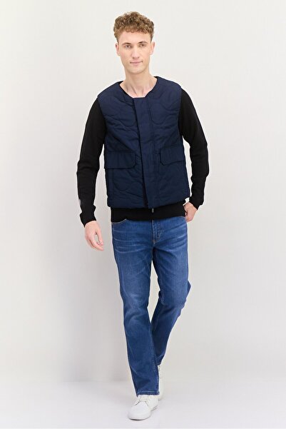 Esprit Men Quilted Sleeveless Jacket Vest, Navy