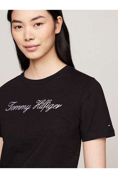 Tommy Hilfiger Tommy Hilfiger Women Nos Black Logo Regular Crew Neck T-Shirt