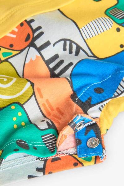 Boboli Hayvanlar Baskılı Erkek Bebek Kısa Tulum