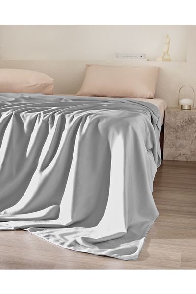 Madame Coco King Size 100% Cotton Gray Satin Duvet Cover