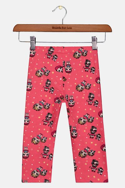 DeFacto Kids Girls Pull On Lol Surprise Print Leggings, Pink Combo