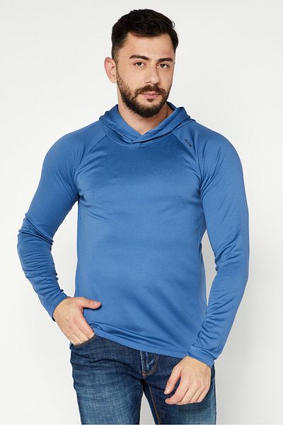 Alive Men Sportswear Fit Long Sleeve Outdoor Hoodie, Blue