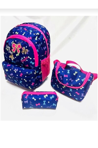 Belkis Bow School Bag 3-Pack Thermal Foil Lunch Box + Pen Holder Primary Scho...