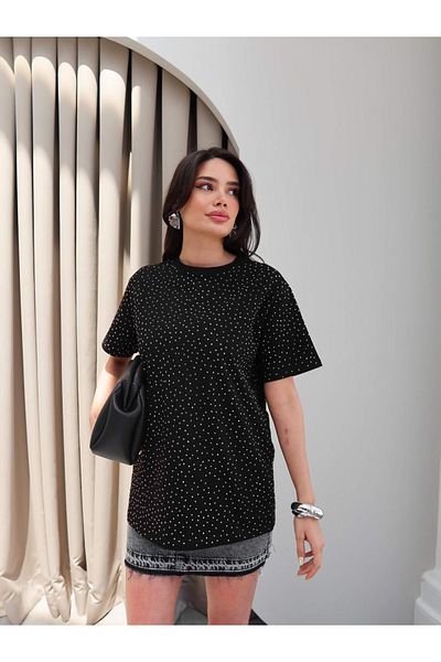 ESRAHELVACI Tricou cu sclipici cu imprimeu de piatră