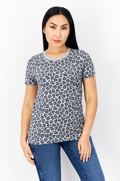 converse Women Round Neck Short Sleeve Animal Print T-shirt, Grey