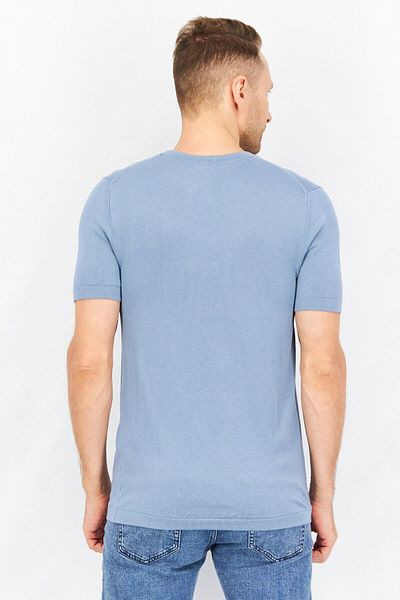 CELIO Men Crew Neck Short Sleeves Plain T-Shirt, Steel Blue