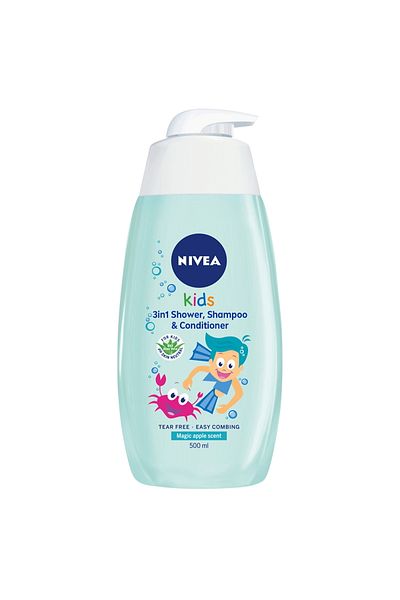 NIVEA 3in1 Kids Shower & Shampoo With Bio Aloe Vera Apple Scent 500 ml