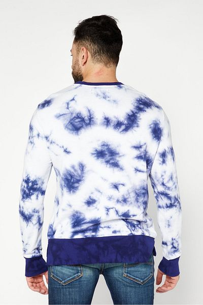 Mister Men Round Neck Tie Dye Long Sleeve Sweatshirts, Navy