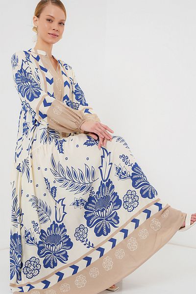 Bigdart 2423 Φόρεμα Hijab με αυθεντικό σχέδιο - Navy Blue 8