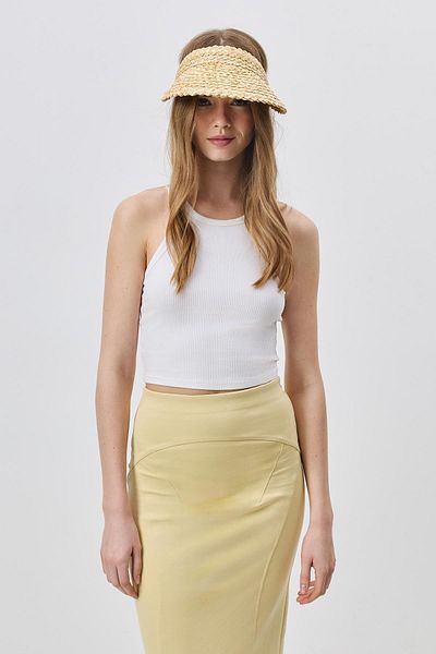 C&City Ergonomic Beige Straw Visor Hat Y8219