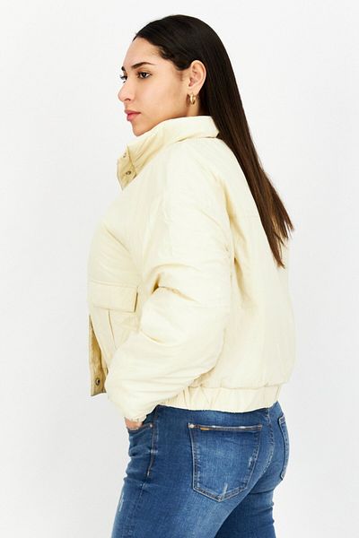 NA-KD Women Solid Bomber Jacket, Cream