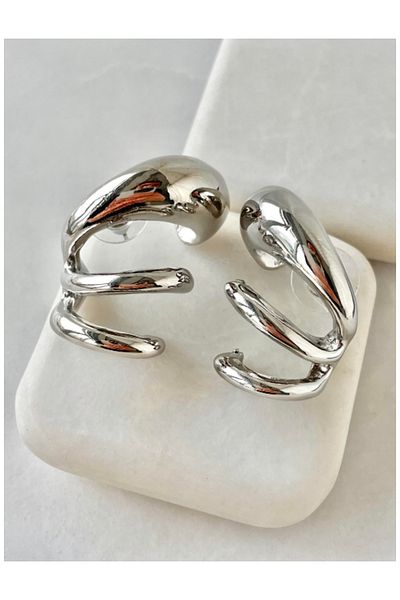 Çelik 3D Strip Model Steel Earrings