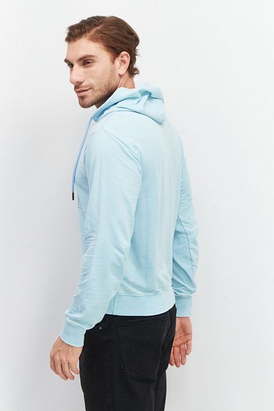 Sovereign Code Men Hood With Drawstring Plain Hoodie, Turquoise