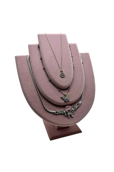 MeGass Dekor Wooden Model Anfora Fabric Pink Color 25 cm Necklace Jewelry Display Manikin